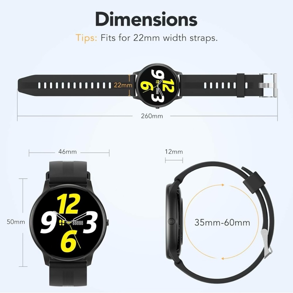 NWOT SMARTWATCH for android and iOS. Black, fitness tracker - Picture 3 of 7